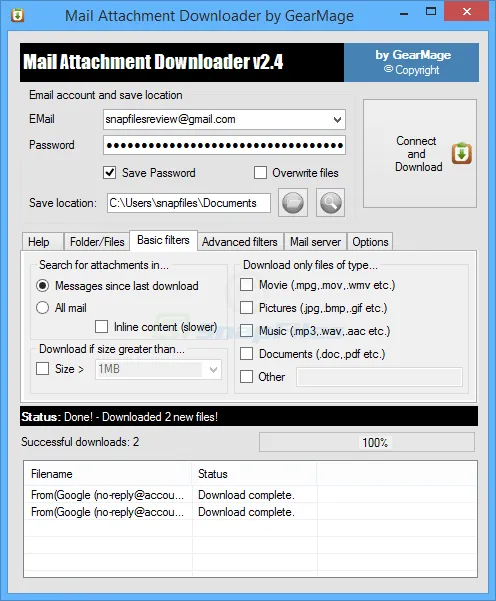 Mail Attachment Downloader स्क्रीनशॉट 2