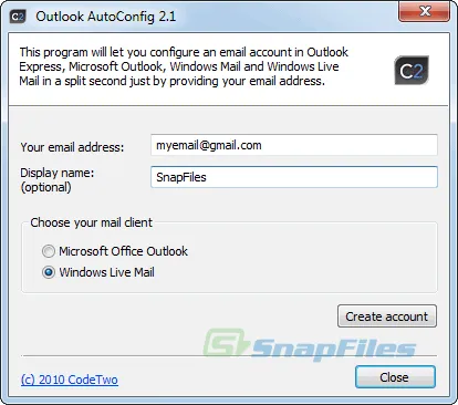 CodeTwo Outlook AutoConfig स्क्रीनशॉट 1