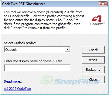 CodeTwo PST Ghostbuster स्क्रीनशॉट 1