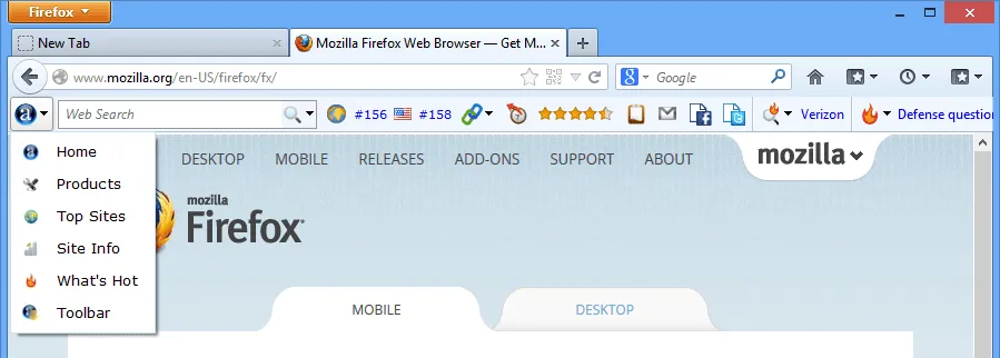 Alexa Toolbar for Firefox स्क्रीनशॉट 1