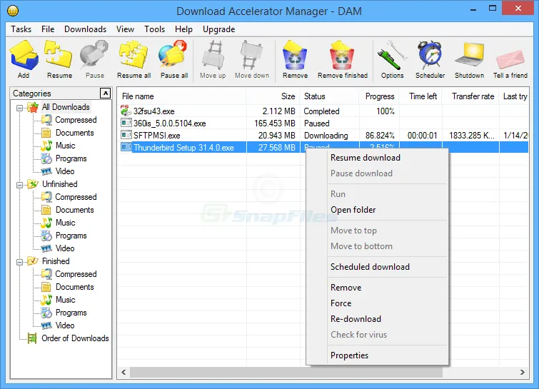 Download Accelerator Manager स्क्रीनशॉट 1