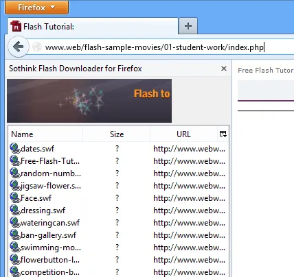 Flash Downloader for Firefox स्क्रीनशॉट 1