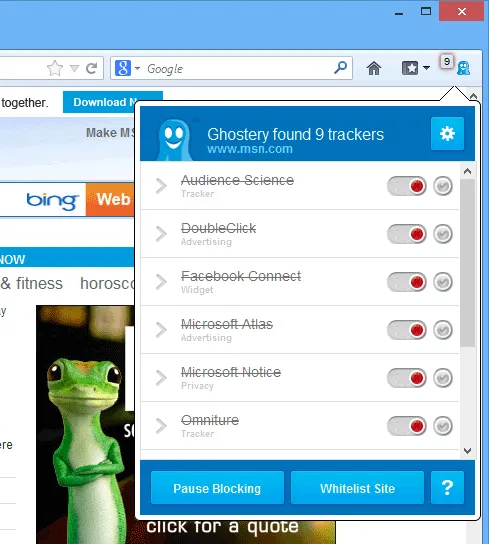 Ghostery for Firefox स्क्रीनशॉट 1