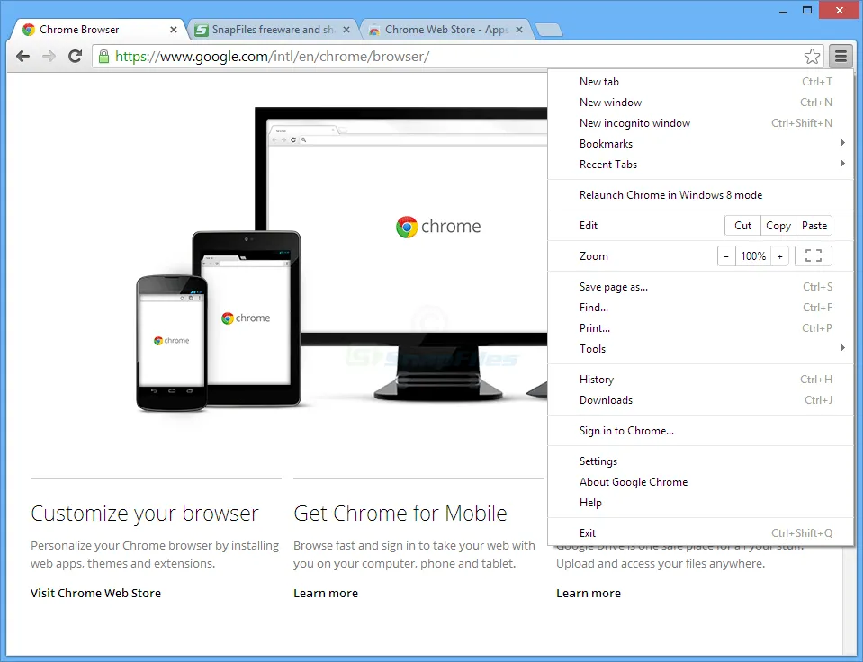 Google Chrome स्क्रीनशॉट 1