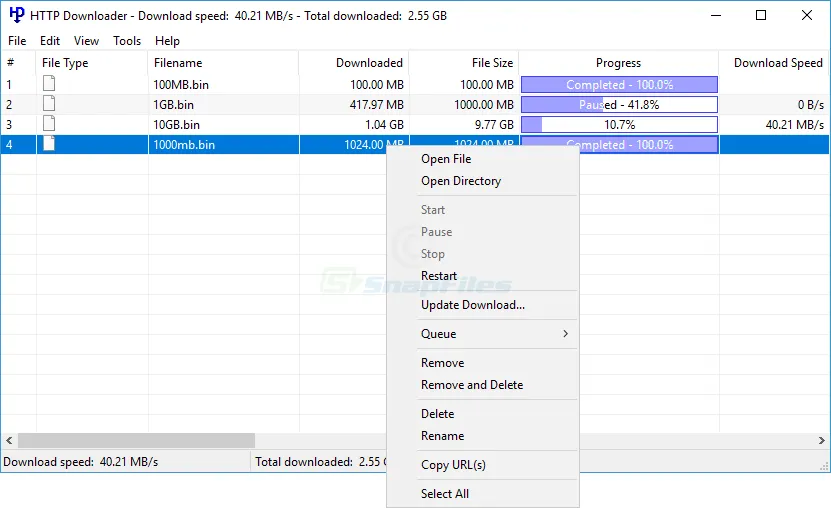 HTTP Downloader स्क्रीनशॉट 1