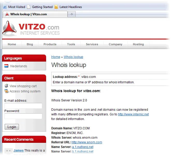 Vitzo WHOIS for Firefox स्क्रीनशॉट 2