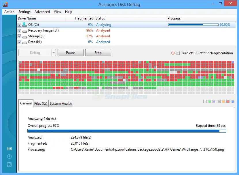 Auslogics Disk Defrag स्क्रीनशॉट 1
