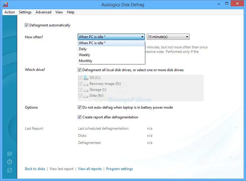 Auslogics Disk Defrag स्क्रीनशॉट 2