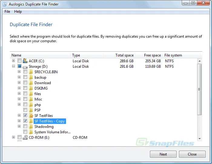 Auslogics Duplicate File Finder स्क्रीनशॉट 1