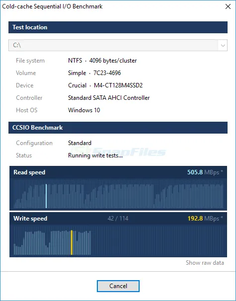 CCSIO Benchmark स्क्रीनशॉट 1