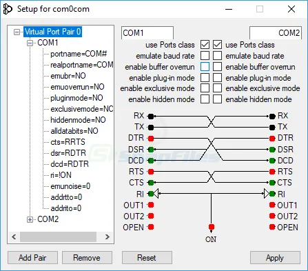 Null-modem Emulator (com0com) स्क्रीनशॉट 1