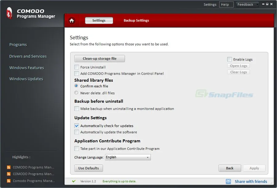 Comodo Programs Manager स्क्रीनशॉट 2