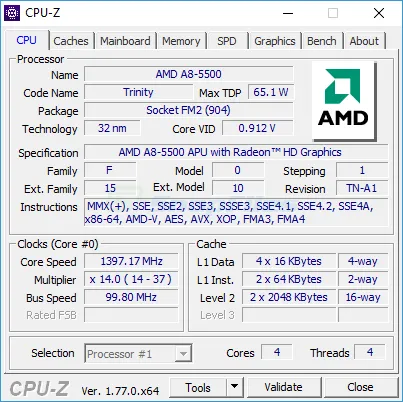 CPU-Z स्क्रीनशॉट 1