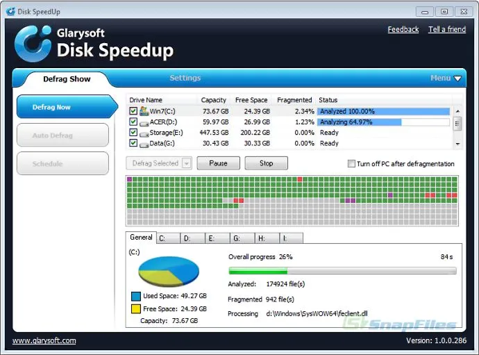 Glarysoft Disk SpeedUp स्क्रीनशॉट 1