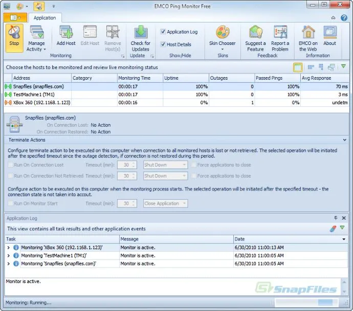 EMCO Ping Monitor (Free Version) स्क्रीनशॉट 1