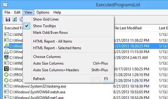 ExecutedProgramsList स्क्रीनशॉट 2
