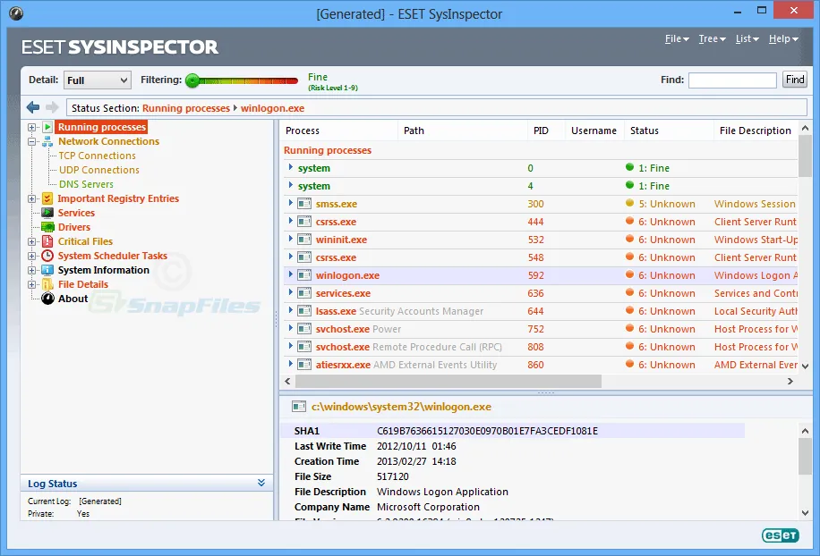 ESET SysInspector स्क्रीनशॉट 1