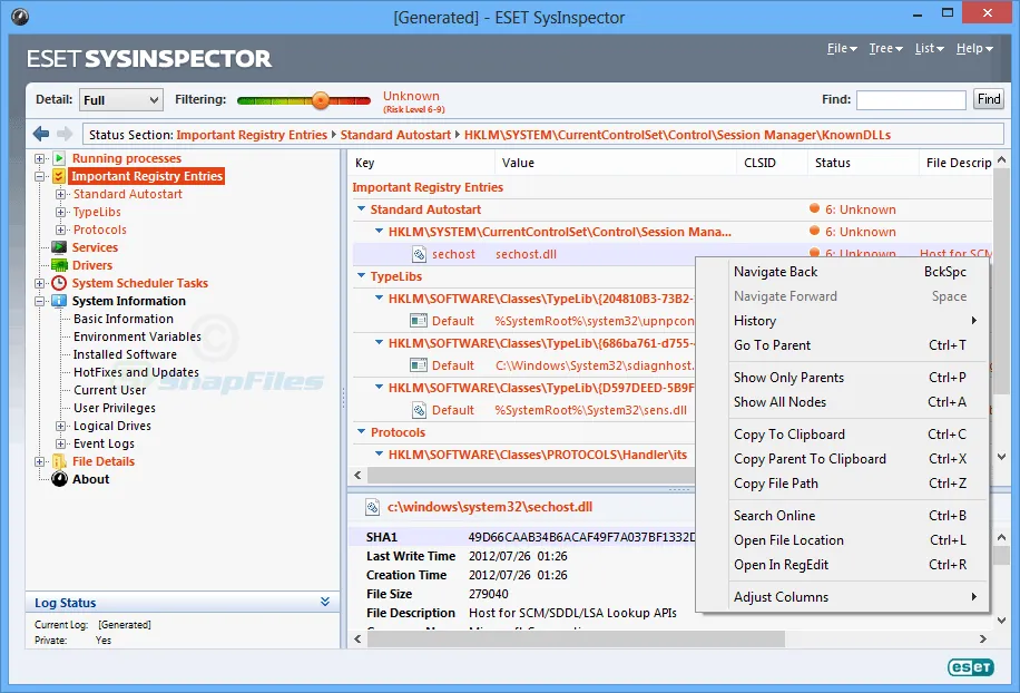 ESET SysInspector स्क्रीनशॉट 2