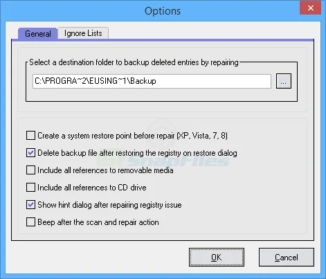 Eusing Free Registry Cleaner स्क्रीनशॉट 2