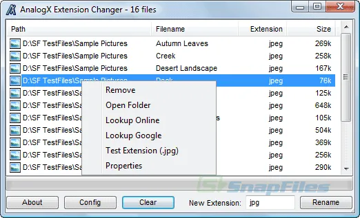 AnalogX Extension Changer स्क्रीनशॉट 2