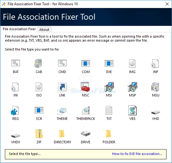 File Association Fixer Tool स्क्रीनशॉट 1