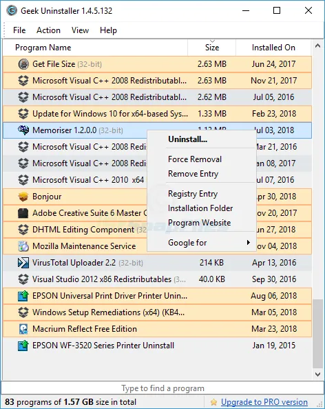 Geek Uninstaller स्क्रीनशॉट 1