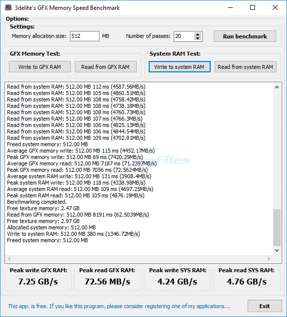 GFX Memory Speed Benchmark स्क्रीनशॉट 1