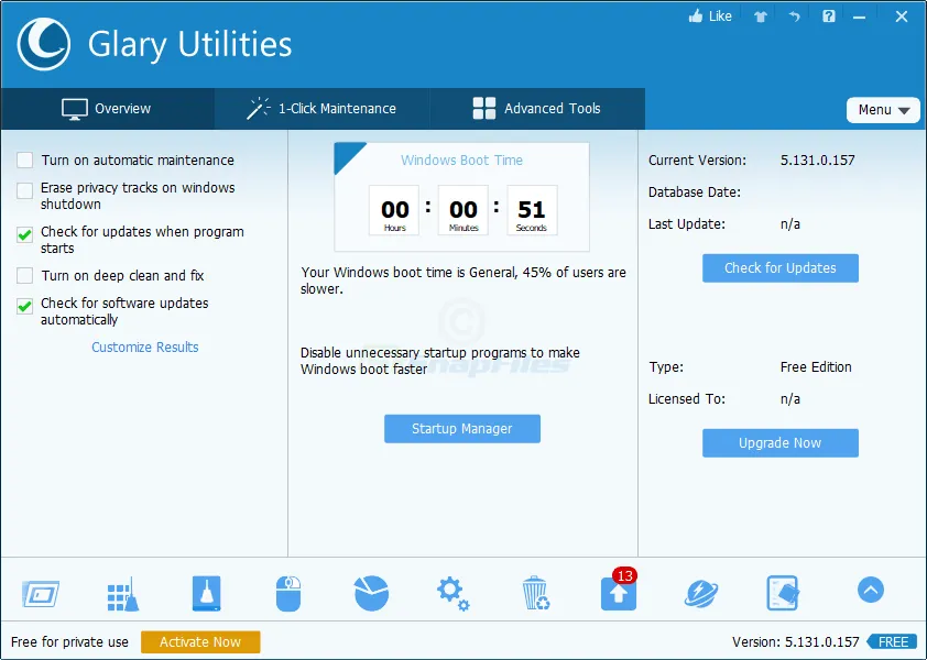 Glary Utilities Free स्क्रीनशॉट 1