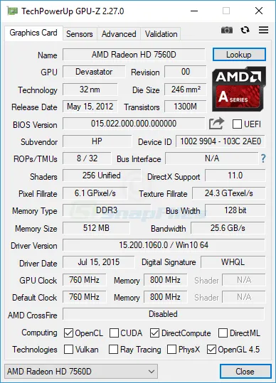 GPU-Z स्क्रीनशॉट 1