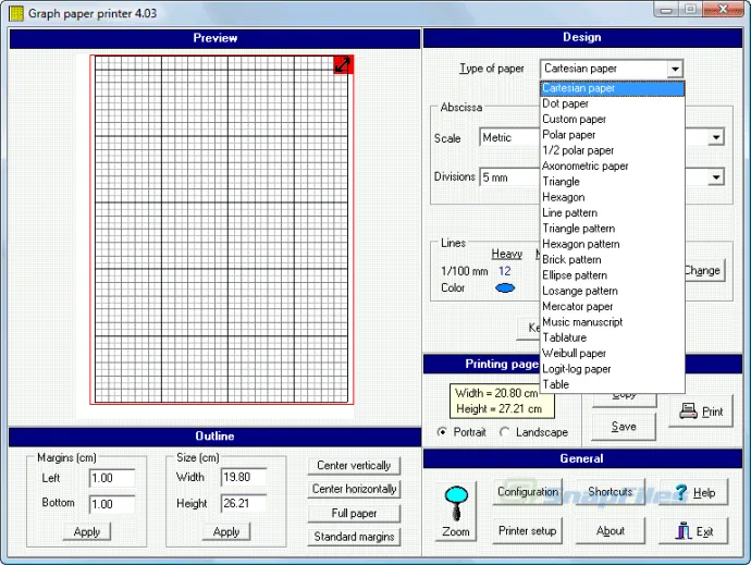 Graph Paper Printer स्क्रीनशॉट 1