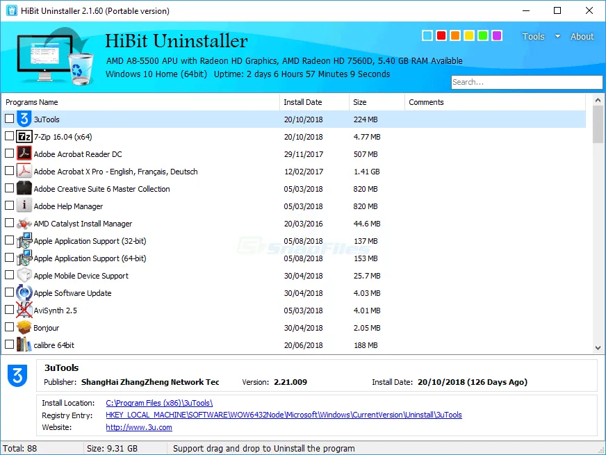 HiBit Uninstaller स्क्रीनशॉट 1