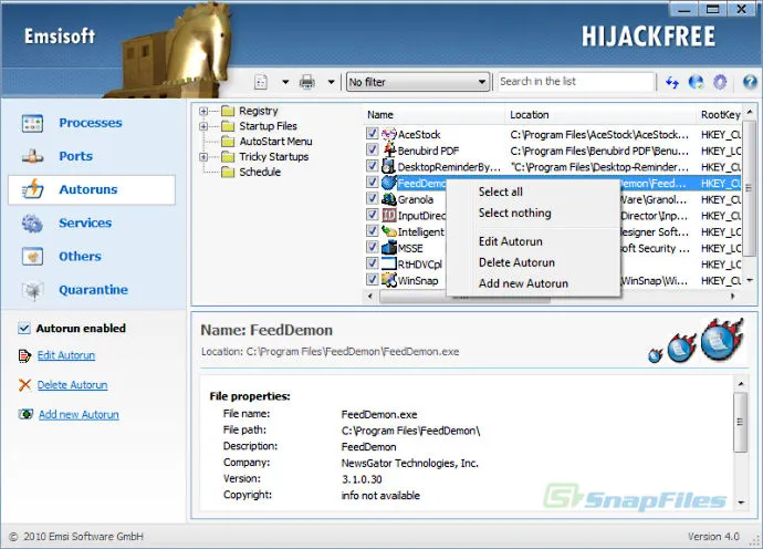 Emsisoft HiJackFree स्क्रीनशॉट 2