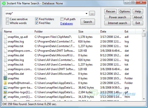 Instant File Name Search स्क्रीनशॉट 1