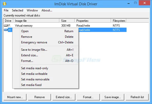 ImDisk Virtual Disk Driver स्क्रीनशॉट 1