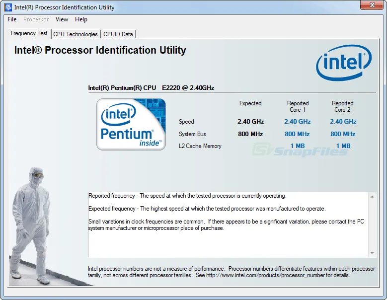 Intel Processor Identification Utility स्क्रीनशॉट 1