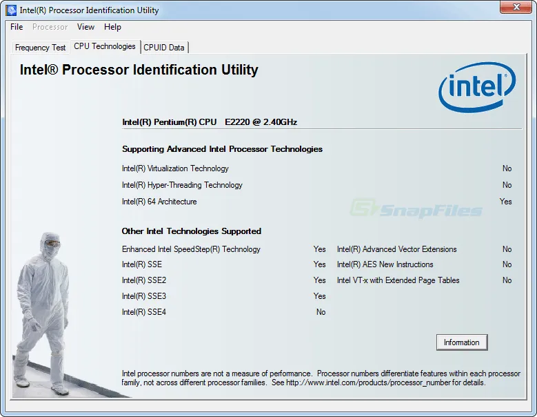 Intel Processor Identification Utility स्क्रीनशॉट 2