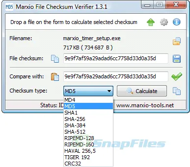 Marxio File Checksum Verifier स्क्रीनशॉट 1