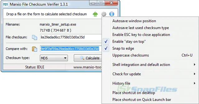 Marxio File Checksum Verifier स्क्रीनशॉट 2