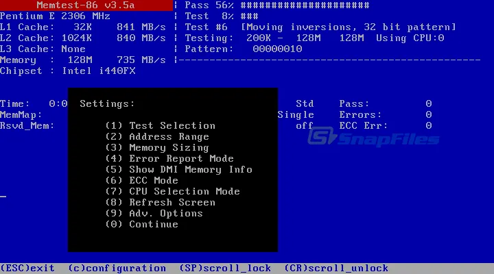 Memtest86 स्क्रीनशॉट 1