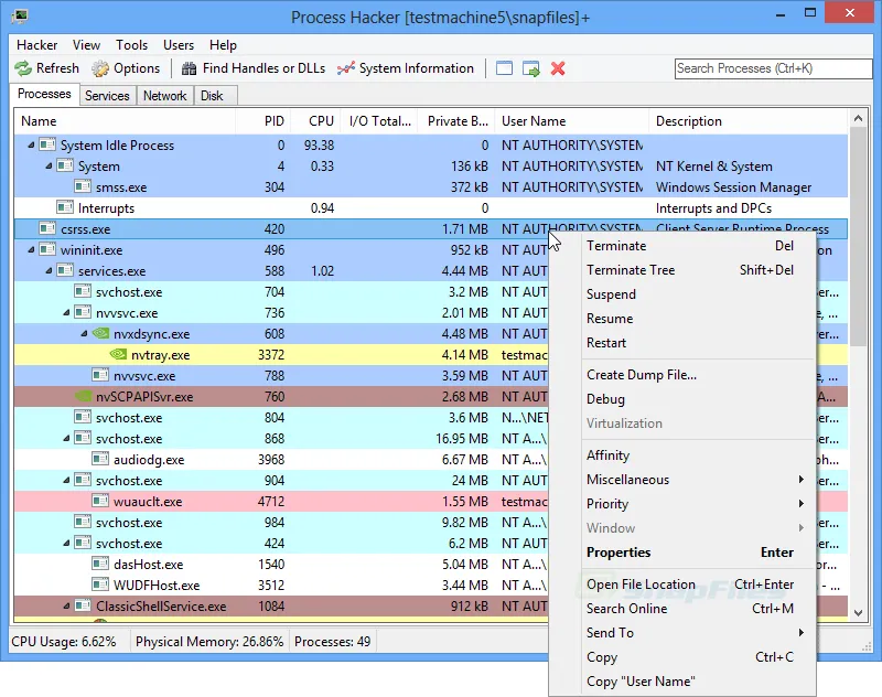 Process Hacker स्क्रीनशॉट 1