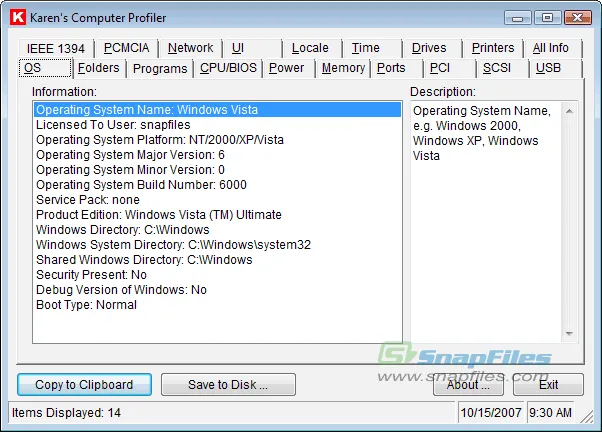Karens Computer Profiler स्क्रीनशॉट 1