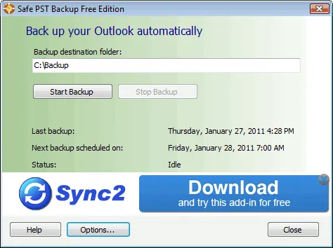 Safe PST Backup (Free Edition) स्क्रीनशॉट 1