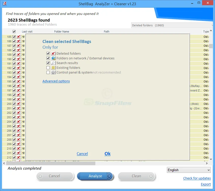ShellBag Analyzer and Cleaner स्क्रीनशॉट 2