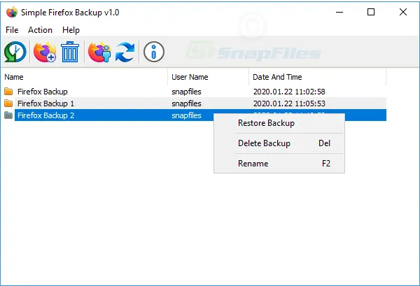 Simple Firefox Backup स्क्रीनशॉट 1