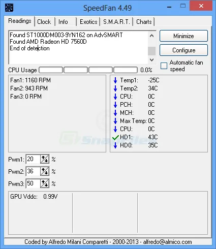 SpeedFan स्क्रीनशॉट 1