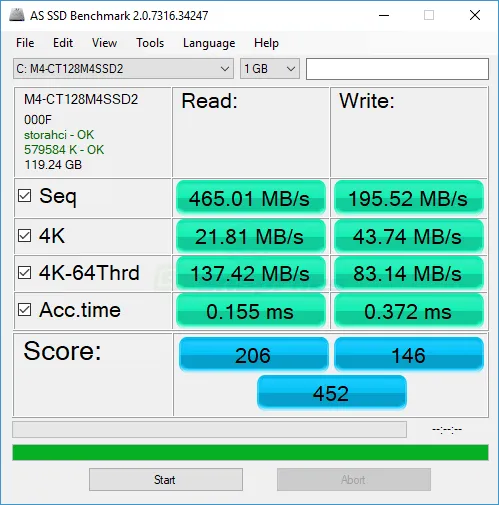 AS SSD Benchmark स्क्रीनशॉट 1