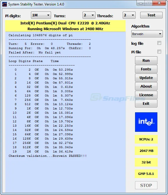 System Stability Tester स्क्रीनशॉट 1
