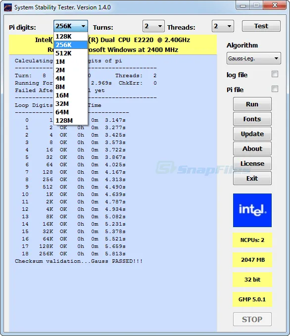 System Stability Tester स्क्रीनशॉट 2