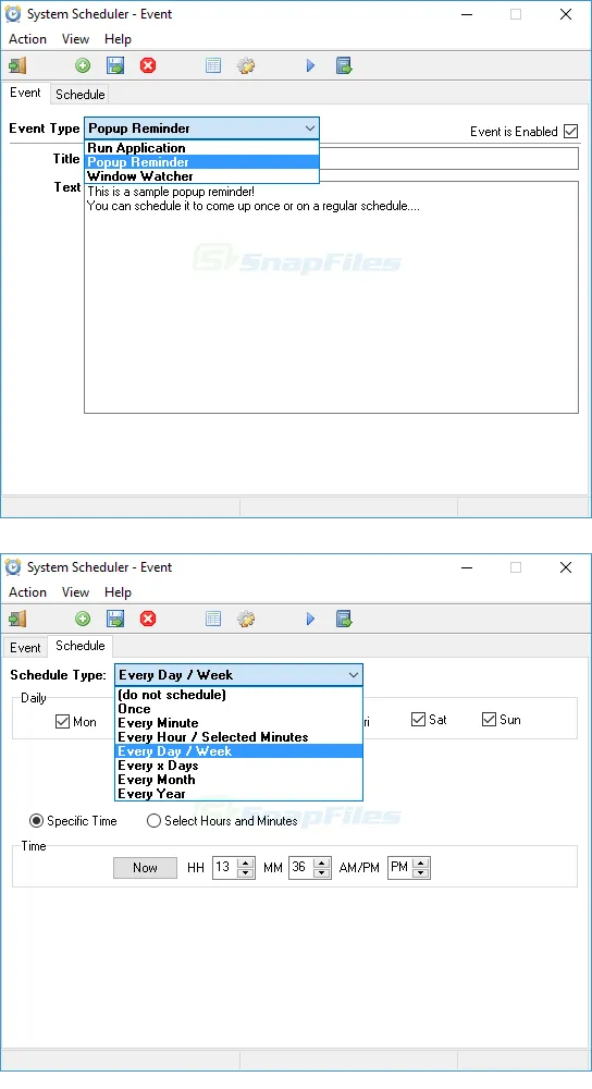 System Scheduler स्क्रीनशॉट 2