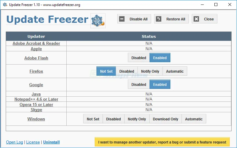 UpdateFreezer स्क्रीनशॉट 1